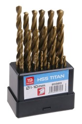 (obrázek pro) Sada HSS TITAN vrtáků 1-10mm (po 0.5mm) 19ks plast