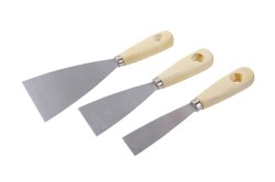 (obrázek pro) Sada špachtlí ocel dřevěná ručka 3ks 30,50,80mm