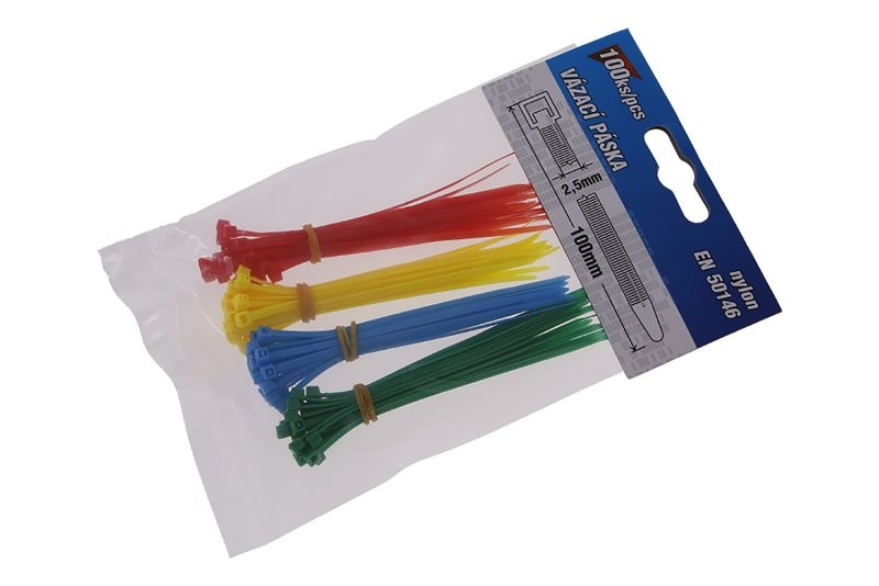 (obrázek pro) Pásky vázací 100x2.5mm 100ks barevné