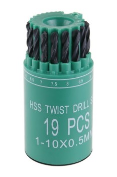 (obrázek pro) Sada HSS vrtáků 1-10mm (po 0.5mm) 19ks válec-plast