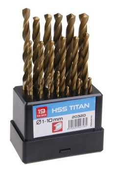 (obrázek pro) Sada HSS TITAN vrtáků 1-10mm (po 0.5mm) 19ks plast