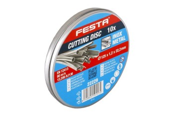 (obrázek pro) Kotouč řezný FESTA na kov 115x1x22.2mm plechový box 10ks